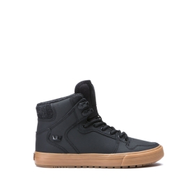 Kids Supra High Top Shoes VAIDER COLD WEATHER Black/Brown | AU-71499